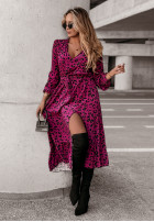 Kleid maxi w panterkę Panthera Pattern Rosa