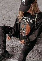 Sweatshirt z nadrukiem Majestic And Untamed Schwarz