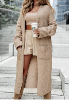 Długi Cardigan oversize z kieszeniami Marbelio in beige