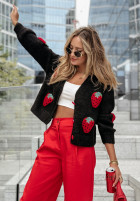 Krótki Cardigan z truskawkami Strawberry Schwarz