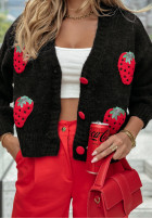 Krótki Cardigan z truskawkami Strawberry Schwarz