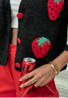 Krótki Cardigan z truskawkami Strawberry Schwarz