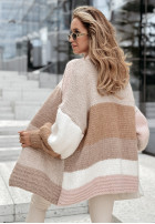 Krótki Cardigan oversize Color Burst Beige-Weiß