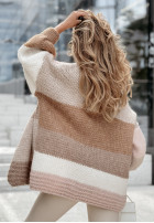 Krótki Cardigan oversize Color Burst Beige-Weiß