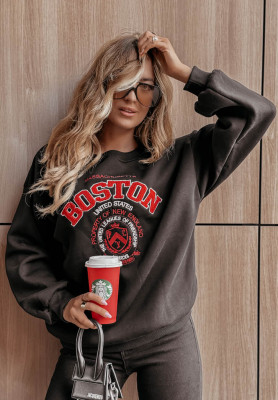 Sweatshirt Boston Massachusetts Schwarz