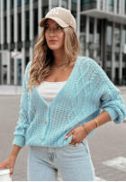 Ozdobnie pleciony Cardigan Secret Heart Himmelblau