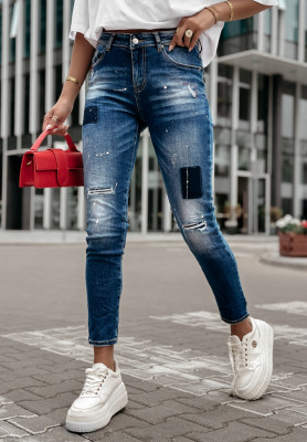 Jeans mit Destroyed-Effekten Can’t Be Replaced dunkelblau