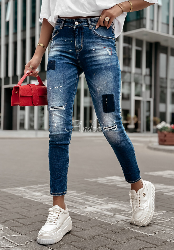 Jeans mit Destroyed-Effekten Can’t Be Replaced dunkelblau