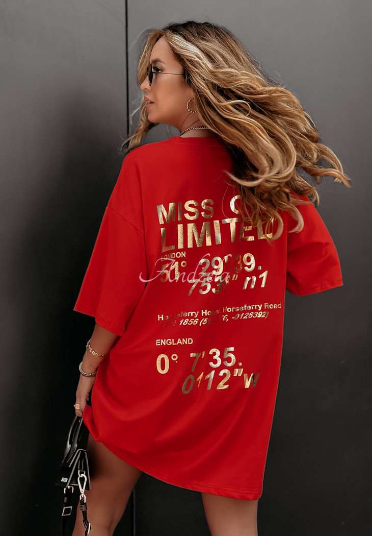 T-Shirt mit Aufdruck Miss City Limited Rot