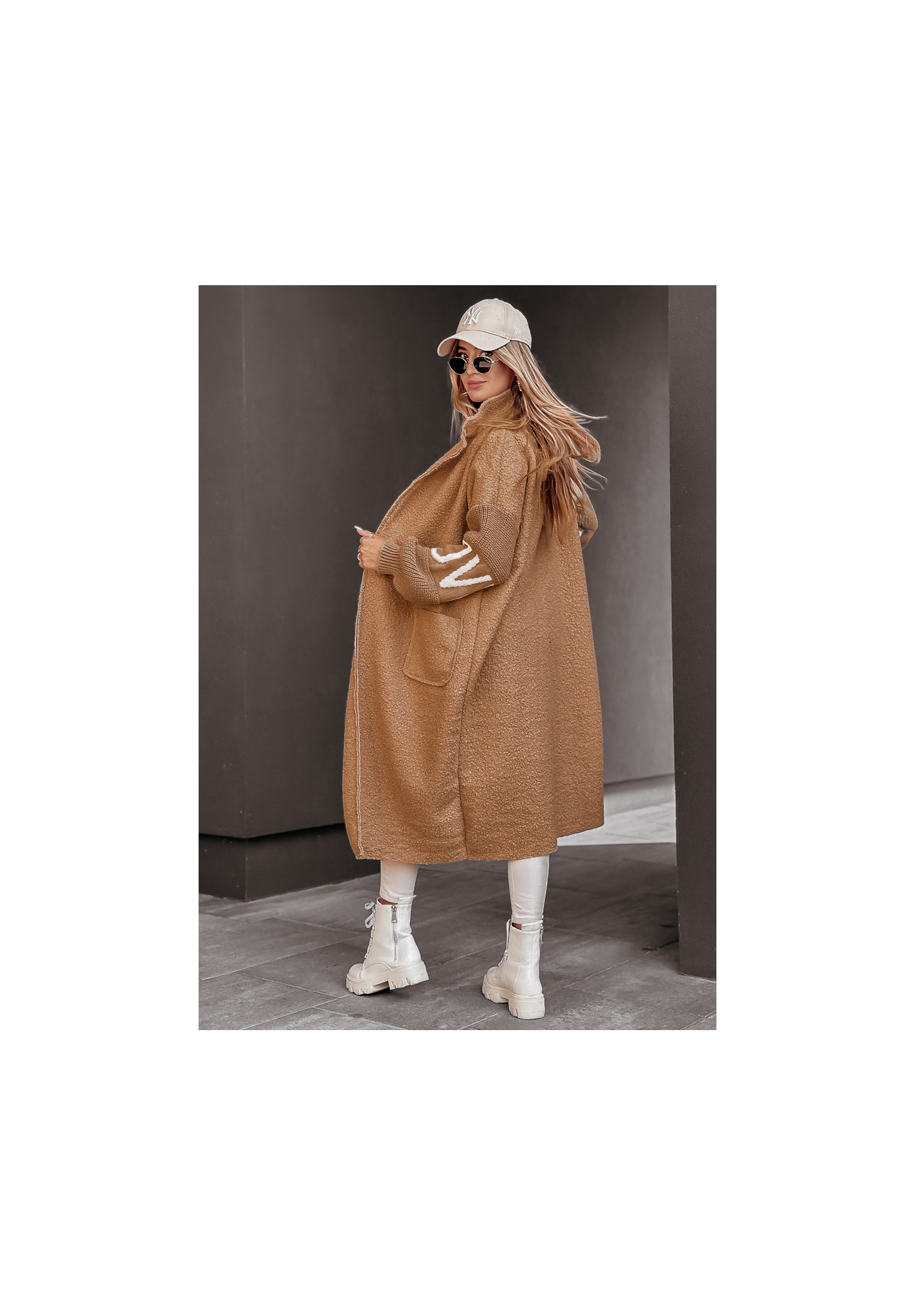 Langer Mantel aus Lammfellimitat Love Camel