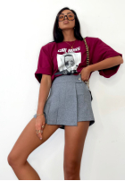 T-Shirt oversize La Milla Girl Boss burgundowy