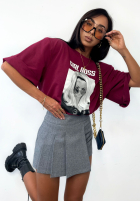 T-Shirt oversize La Milla Girl Boss burgundowy