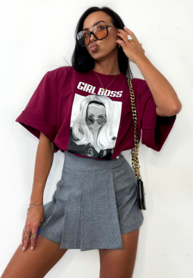 T-Shirt oversize La Milla Girl Boss Burgunderrot