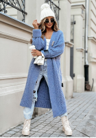 Długi ozdobnie pleciony Cardigan Raindrop Reverie Blau