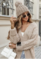 Długi ozdobnie pleciony Cardigan Raindrop Reverie Beige