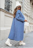 Długi ozdobnie pleciony Cardigan Raindrop Reverie Blau