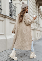 Długi ozdobnie pleciony Cardigan Raindrop Reverie Beige