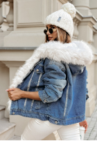 Jeans Jacke z futerkiem Wind Is Cold Blau