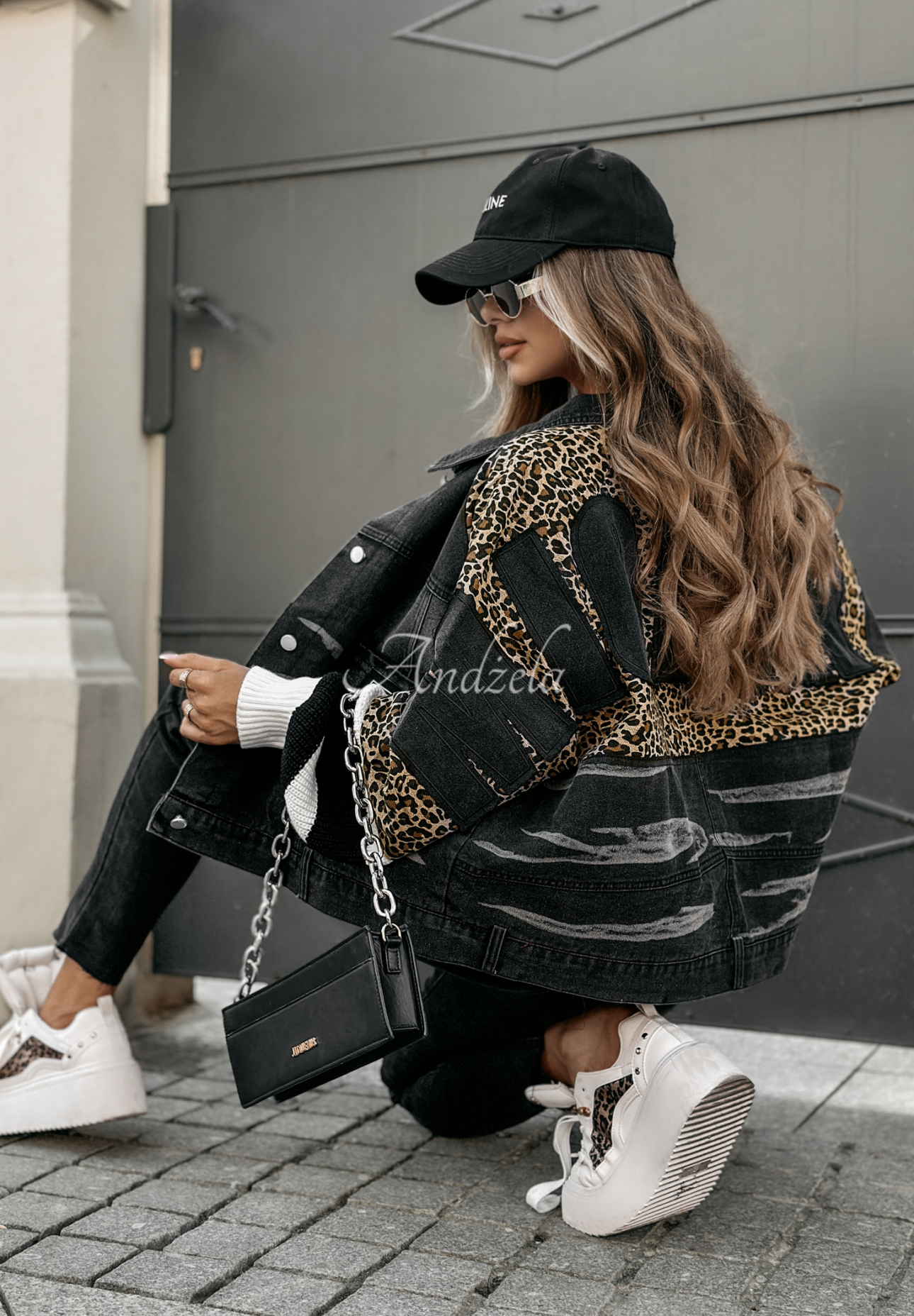 Jeansjacke mit Leopardenmuster Enjoy Your Coffee Dunkelgrau