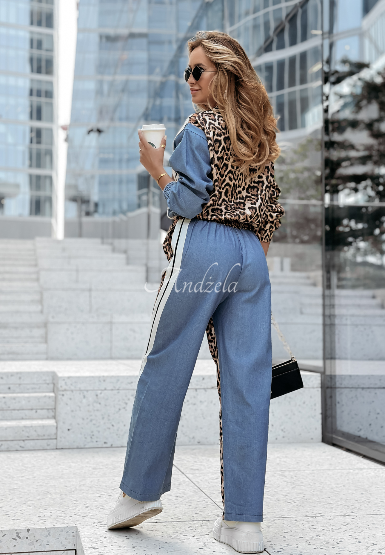 Set Sweatshirt und Hose wide leg Zaiden mit Leopardenmuster