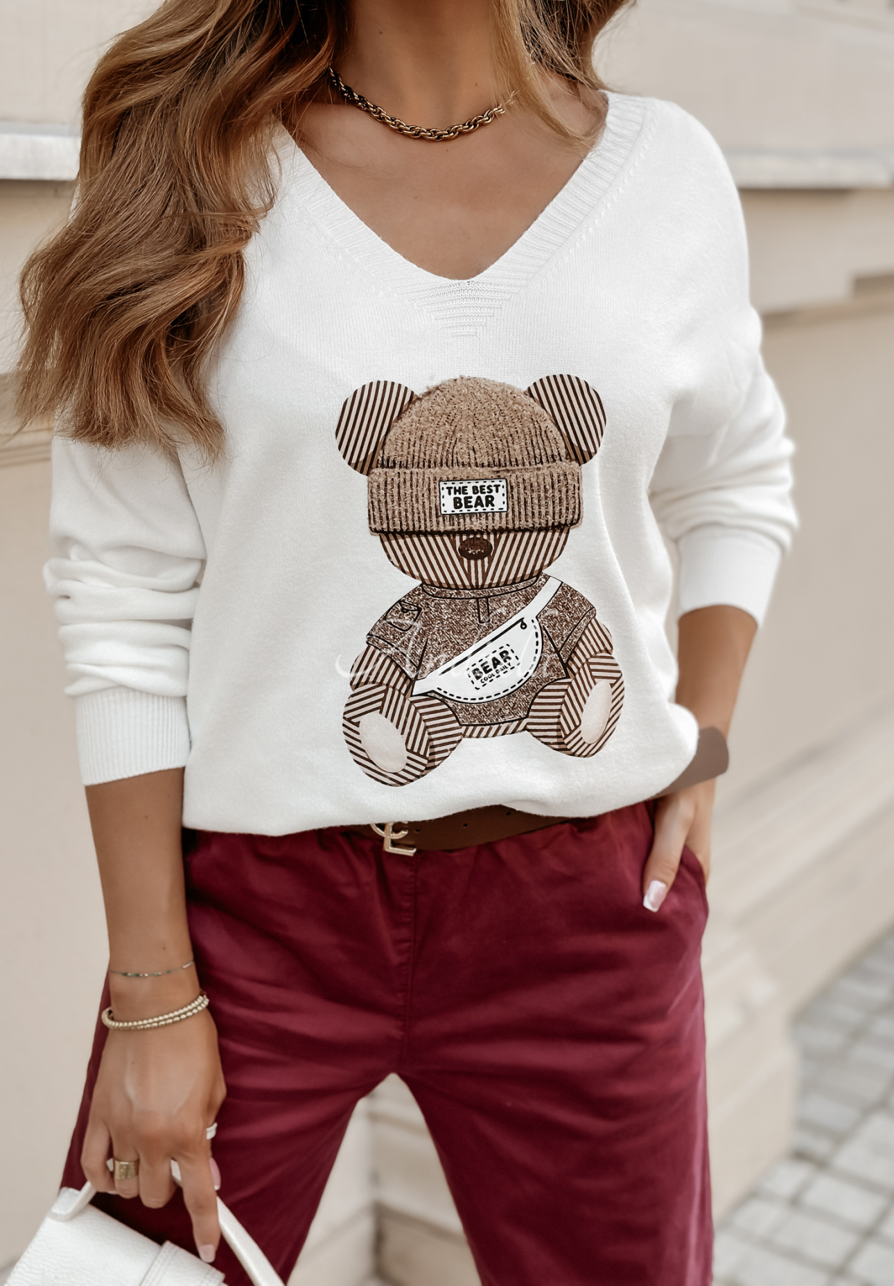 Pullover mit Teddybär Teddy Tangle Ecru