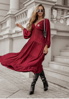 Satynowa Kleid maxi Flowing Fairy burgundowa