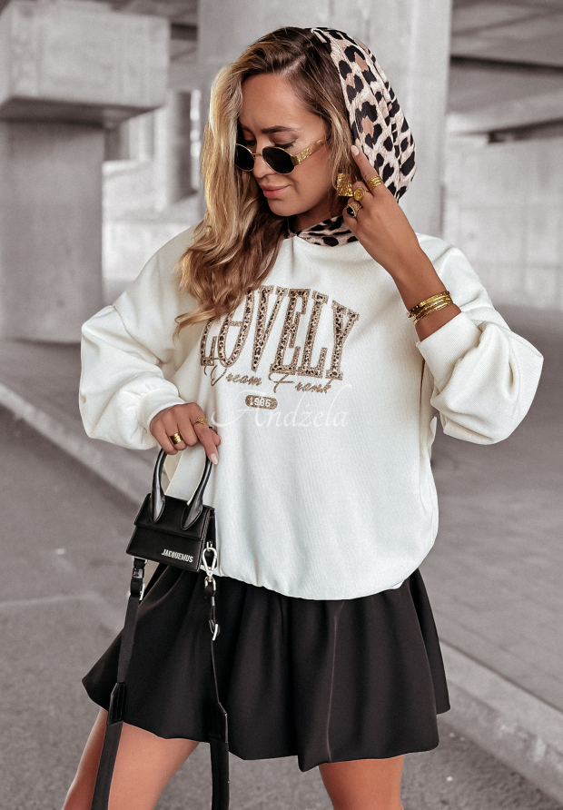 Sweatshirt mit Aufschrift Lovely Ecru