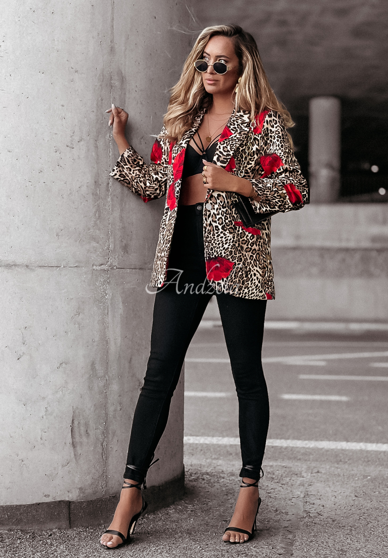 Blazer mit Blumenmuster Wild Covering mit Leopardenmuster