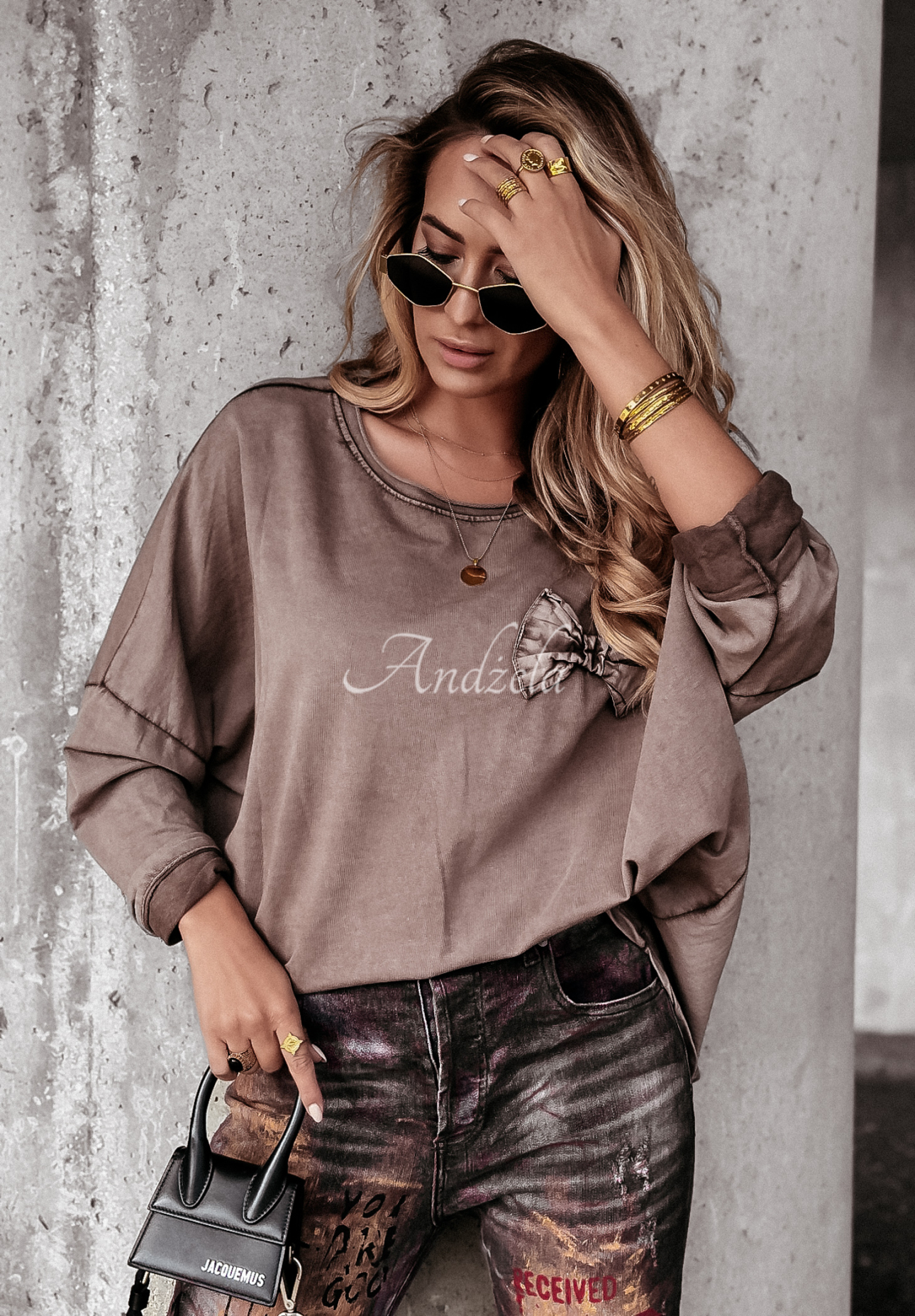 Bluse mit Schleifen Get This One Mokkafarben