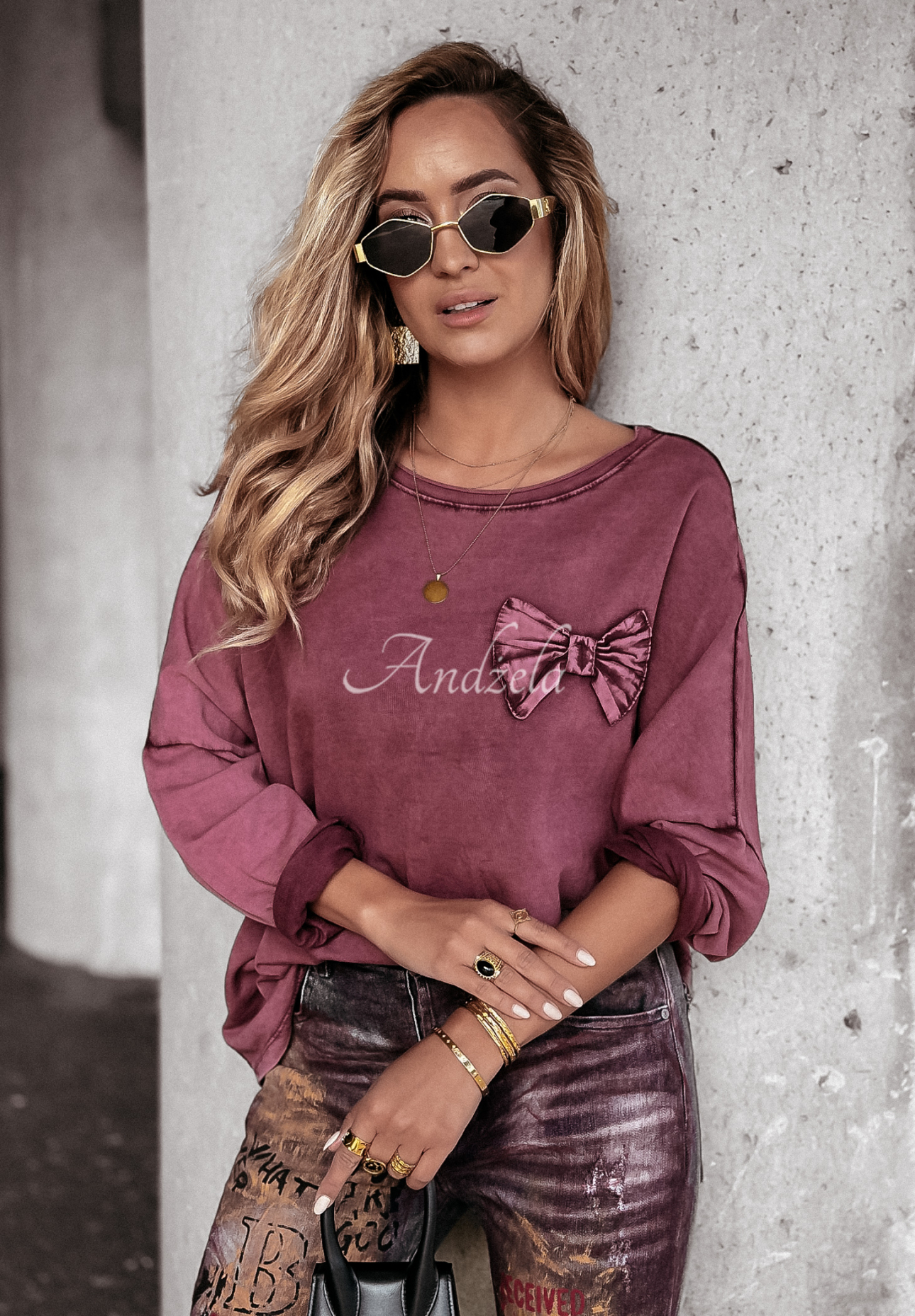 Bluse mit Schleifen Get This One Burgunderrot