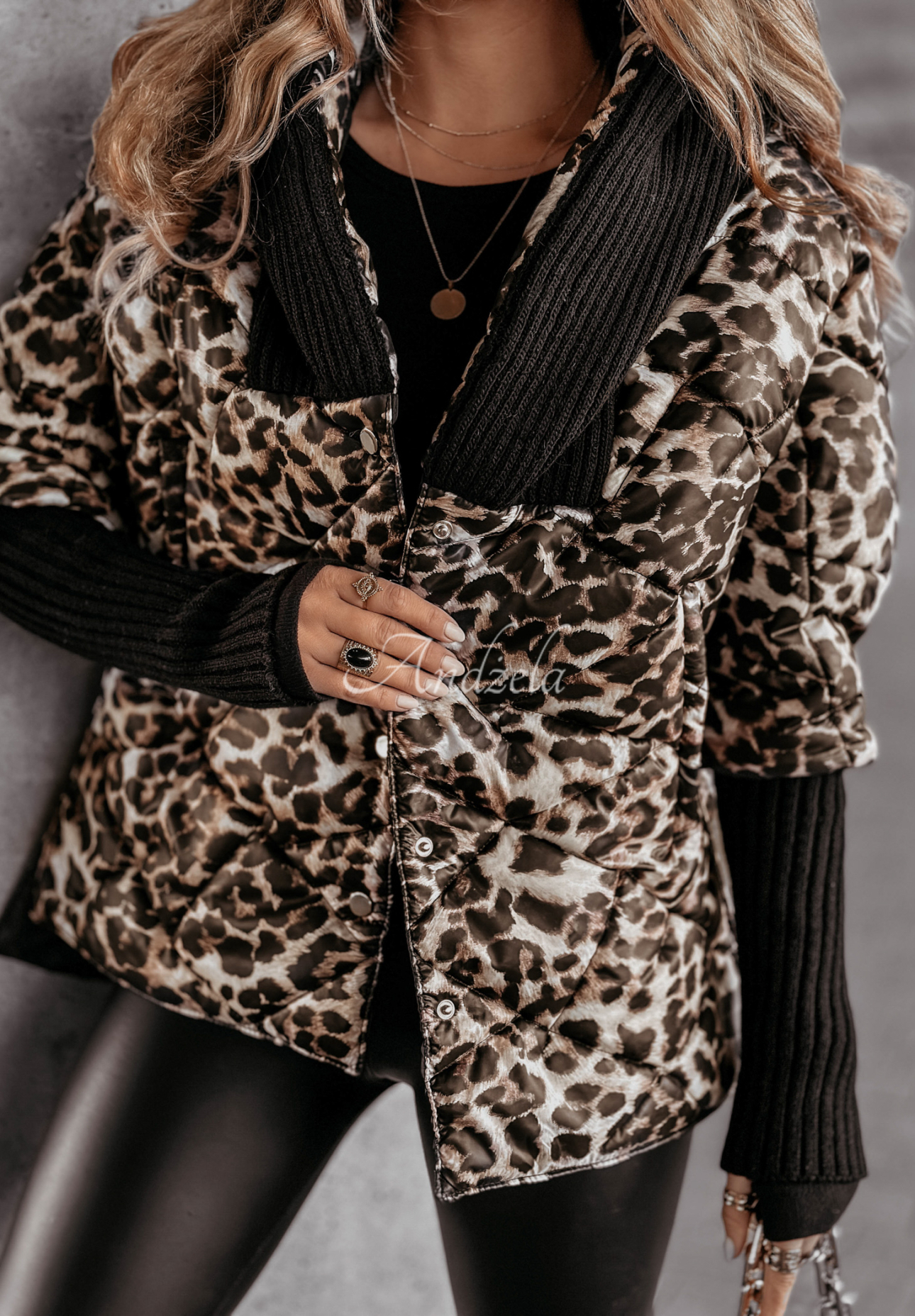 Oversize-Jacke mit Kapuze Sancha mit Leopardenmuster