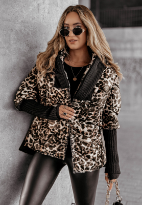 Oversize-Jacke mit Kapuze Sancha mit Leopardenmuster