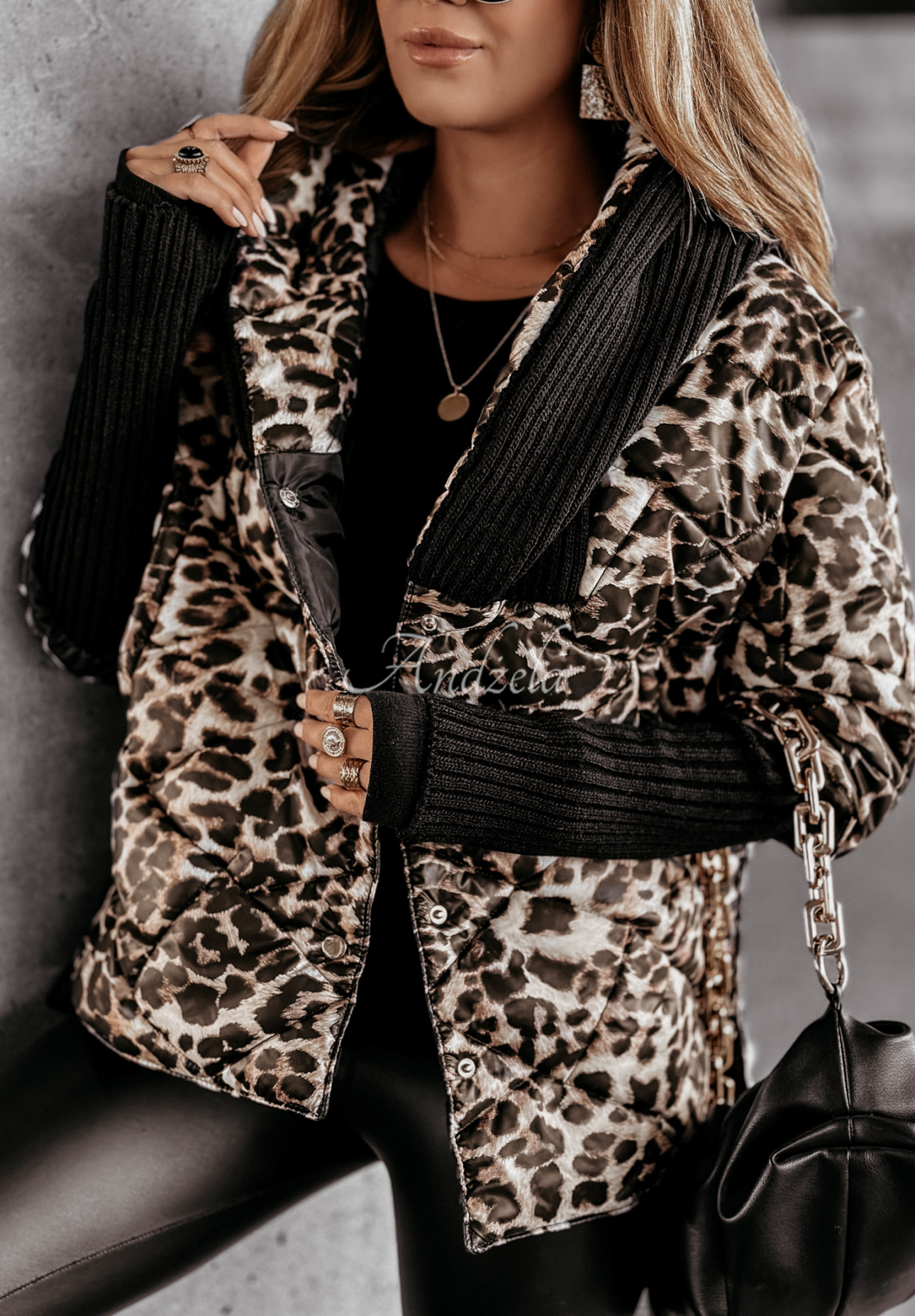 Oversize-Jacke mit Kapuze Sancha mit Leopardenmuster