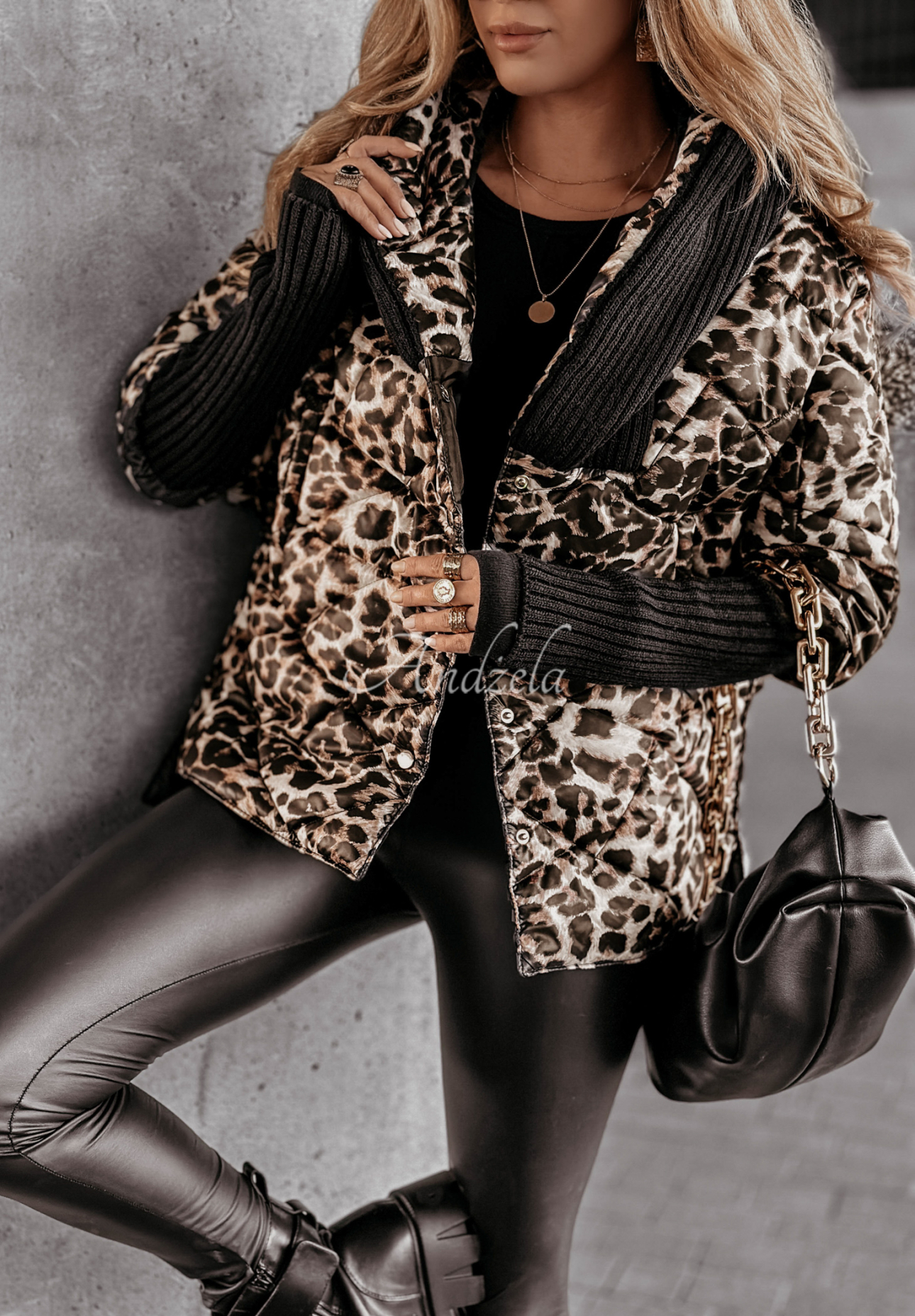 Oversize-Jacke mit Kapuze Sancha mit Leopardenmuster