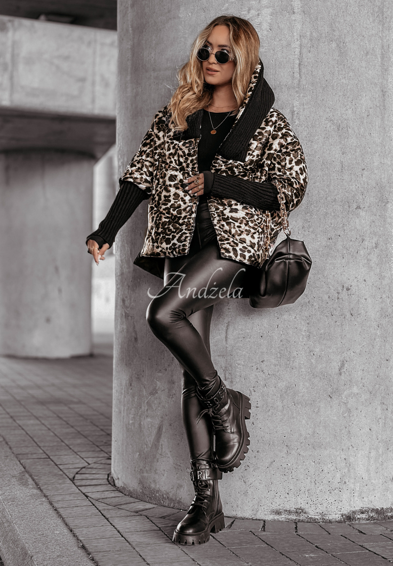 Oversize-Jacke mit Kapuze Sancha mit Leopardenmuster