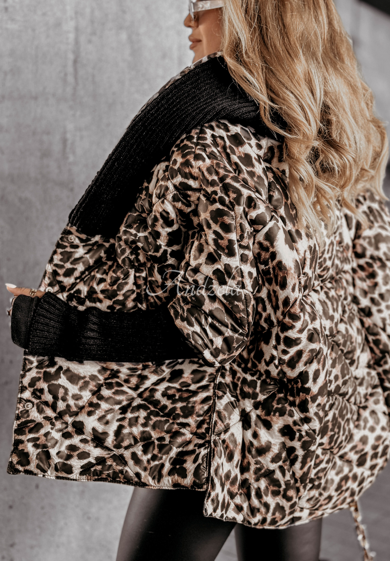 Oversize-Jacke mit Kapuze Sancha mit Leopardenmuster