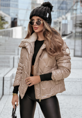 Steppjacke mit Lammfellimitat Velsatino Cold Evening Beige