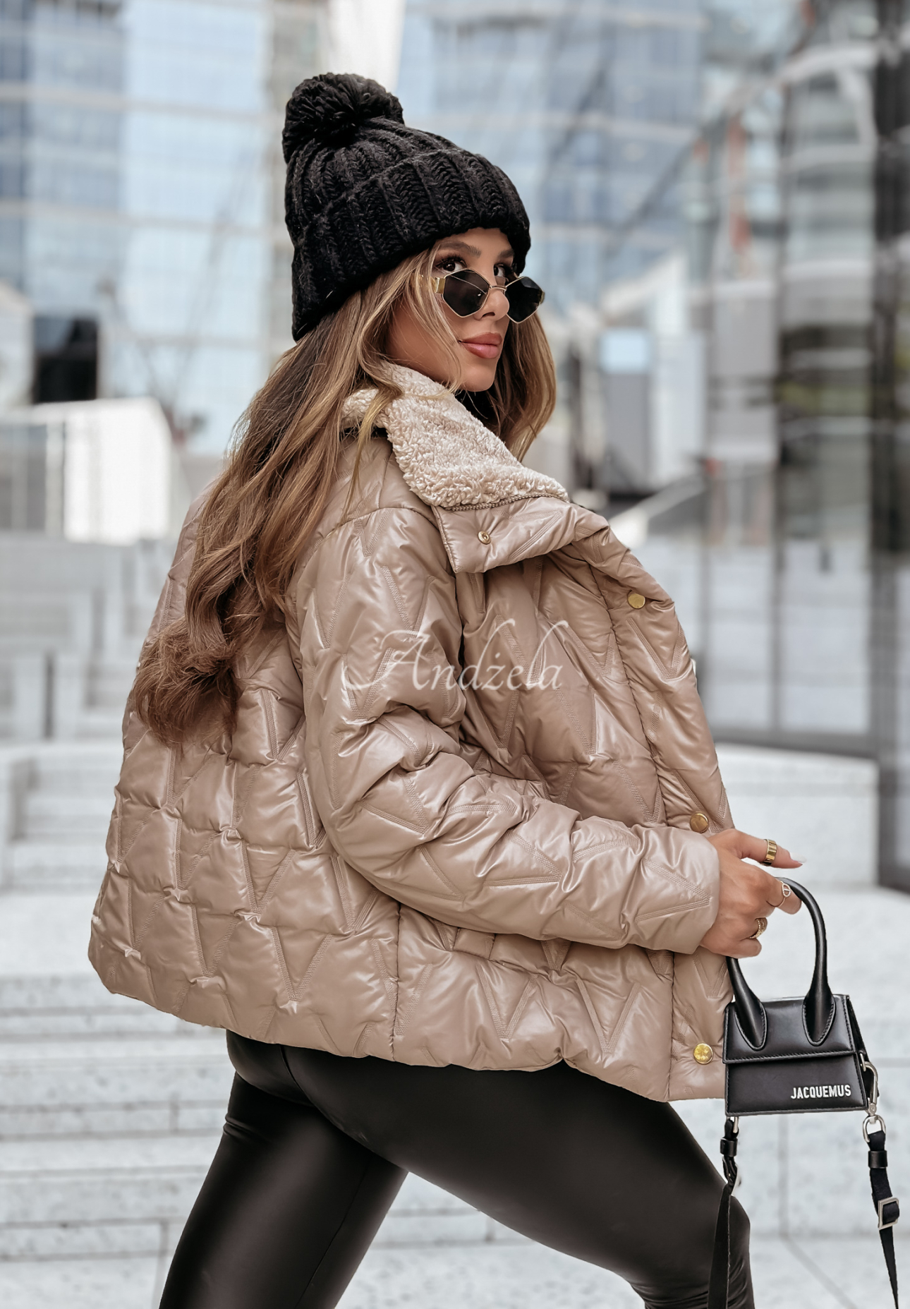 Steppjacke mit Lammfellimitat Velsatino Cold Evening Beige