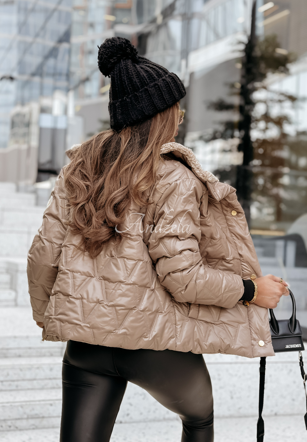 Steppjacke mit Lammfellimitat Velsatino Cold Evening Beige