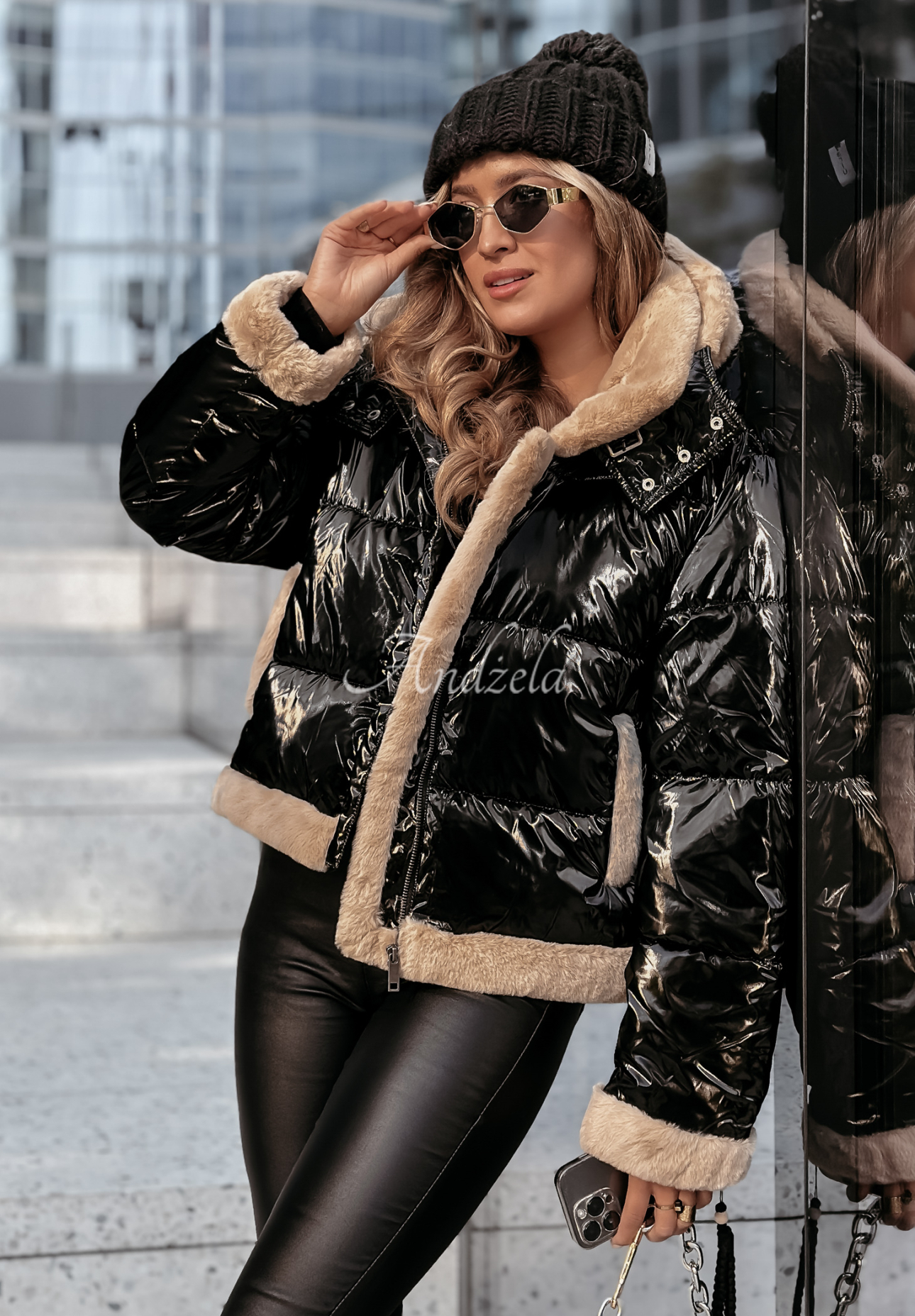 Kurze Steppjacke mit Kapuze Ice Avalanche Schwarz