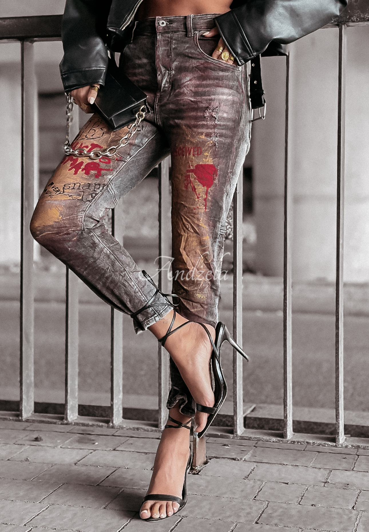 Jeans mit Prints Creevey Dunkelgrau