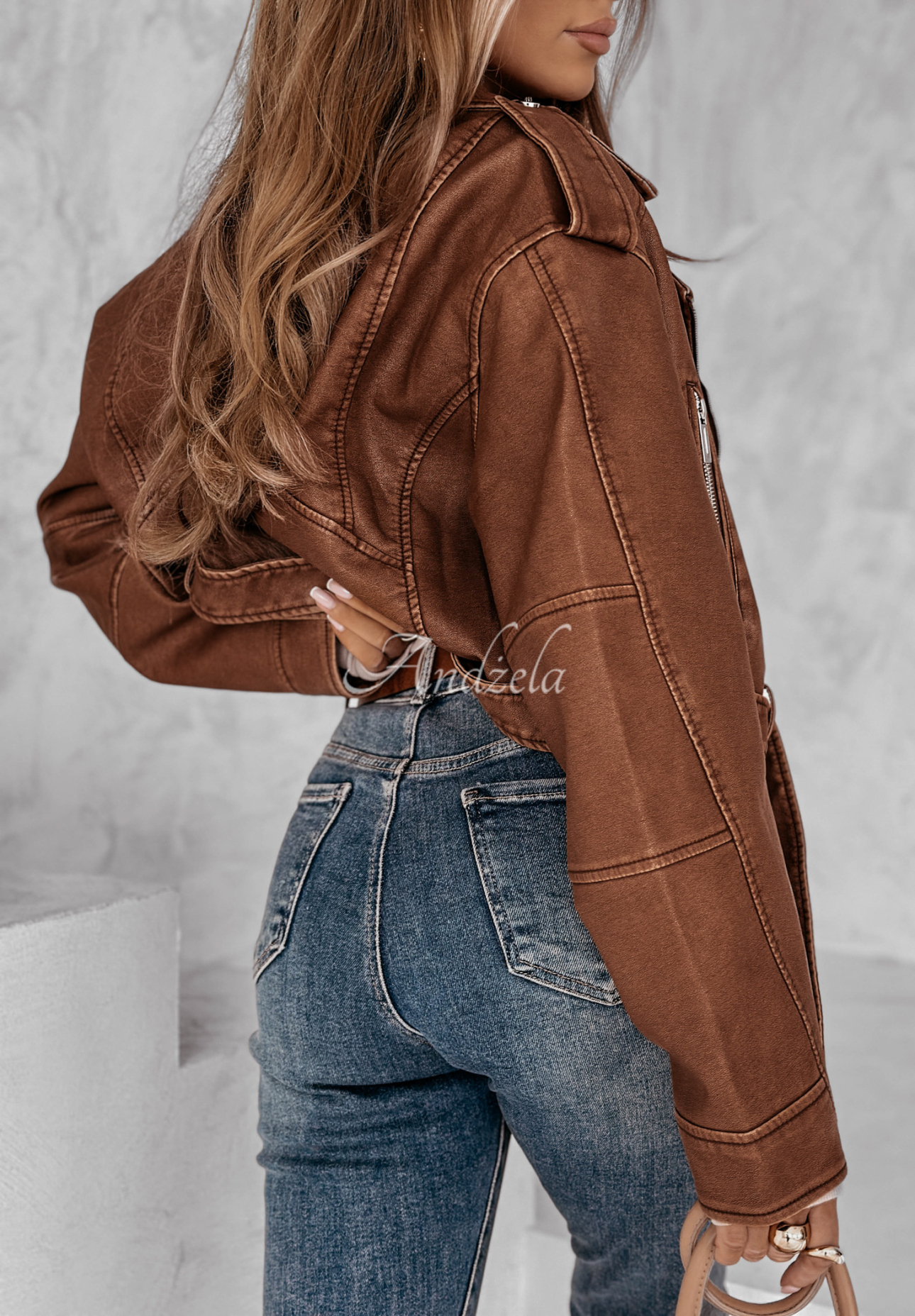 Bikerjacke aus Lederimitat Out Of This World Camel