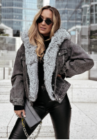 Jeans Jacke z futerkiem Wind Is Cold Grau