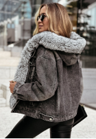 Jeans Jacke z futerkiem Wind Is Cold Grau