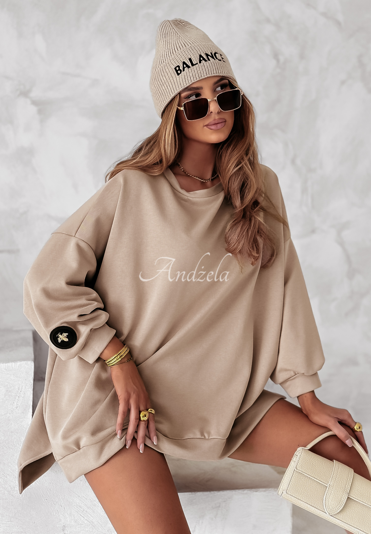 Oversize Sweatshirt Active Queens Beige