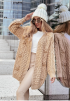 Ozdobnie pleciony Cardigan Reflection Of Me Beige