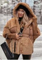 Pikowana Jacke z futerkiem Snow & Pines Camel