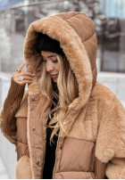 Pikowana Jacke z futerkiem Snow & Pines Camel