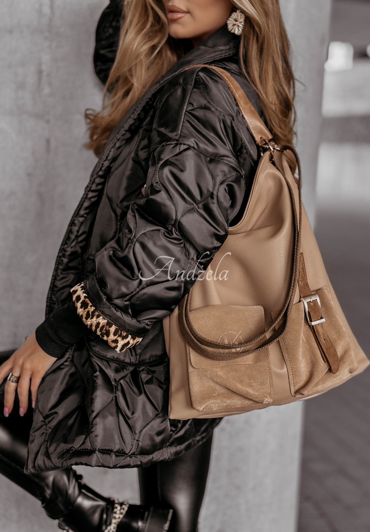 Tasche aus Lederimitat Samuella Beige