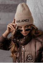 Prążkowana Mütze z haftem Find Balance Beige